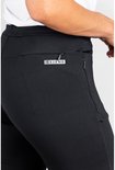 Dames trainingsbroek zwart met logo op de heup en ritssluiting.