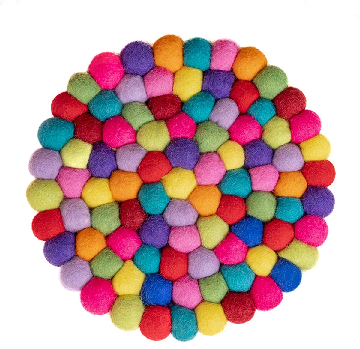 Ronde onderzetter vilt rond - multicolour balletjes - diameter 20 cm