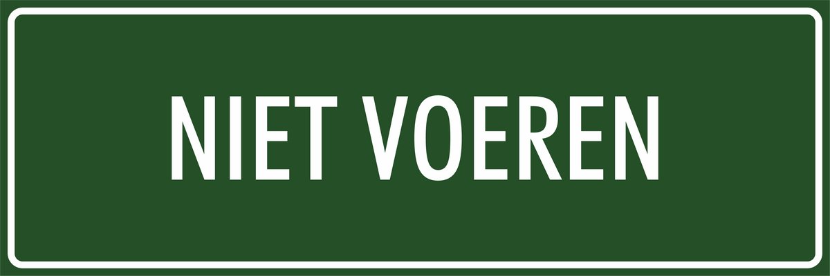 'Niet voeren' bordje - Groen - 30 x 10 cm - Dubbelzijdige tape