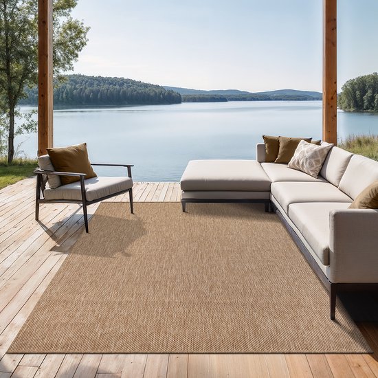 the carpet Mistra – robuust buitentapijt, modern & weerbestendig, voor balkon, terras, keuken of serre, naturel, 120 x 170 cm