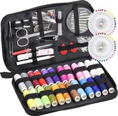 PLABBDPL 2-delige mini reisnaaiset, naaikistas, naaigerei, soorten doe-het-zelf premium naai-accessoires, geschikt voor volwassenen, beginners, reizen en noodsituaties. Uitgerust (zwart en wit