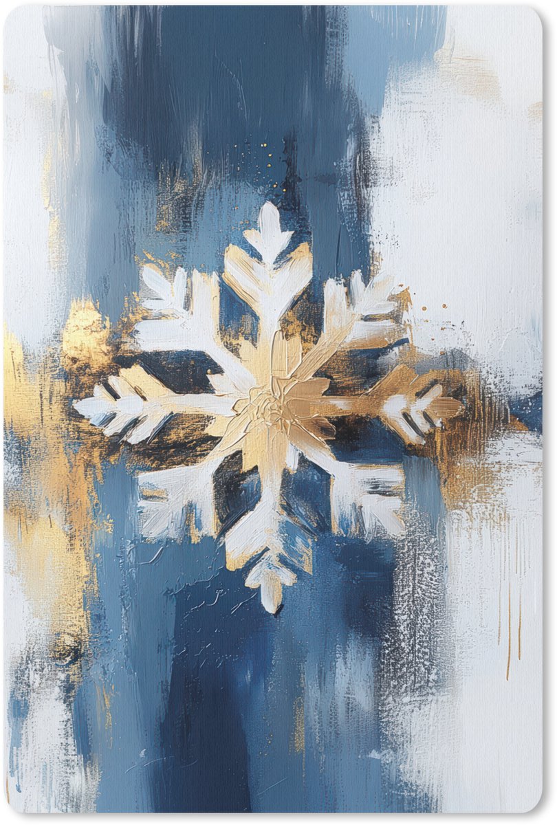 Muismat 18x27 cm - Mousepad Abstract - Winter - Sneeuwvlok - Sneeuw - Goud - Muismatten