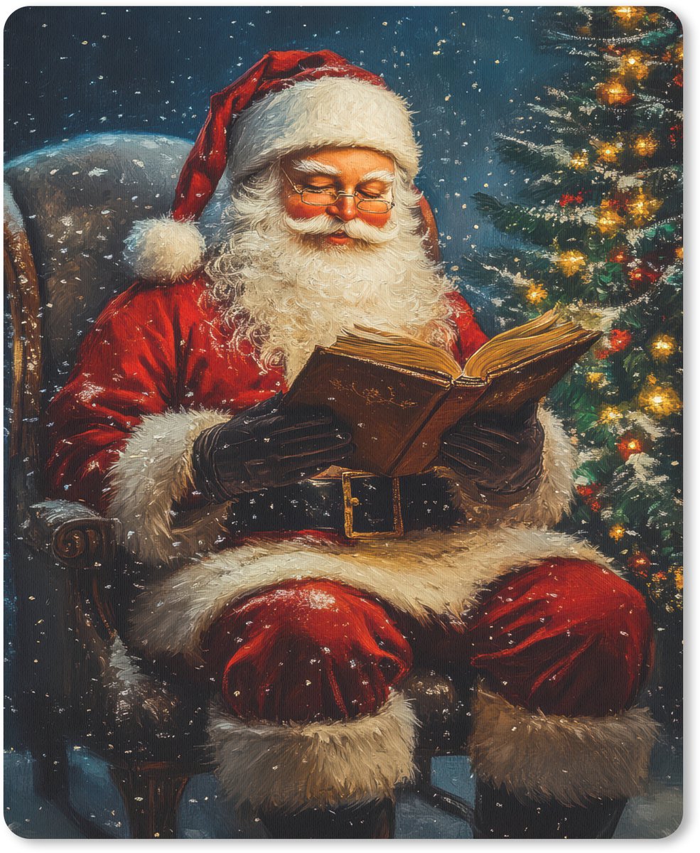 Muismat 19x23 cm - Mousepad Kerstman - Kerst - Winter - Kerstboom - Muismatten