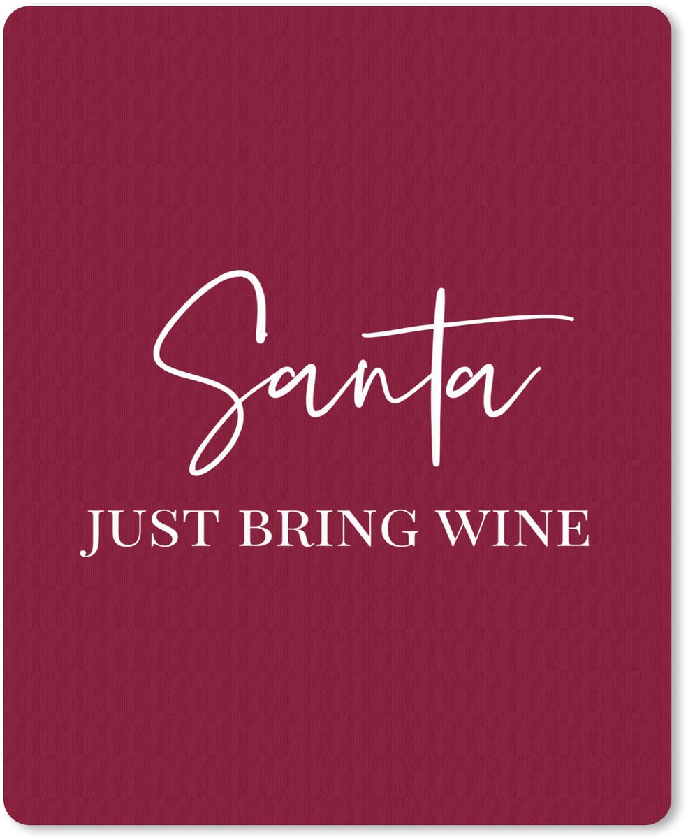 Muismat 19x23 cm - Mousepad Santa - Wine - Rood - Kerst - Kerstman - Muismatten