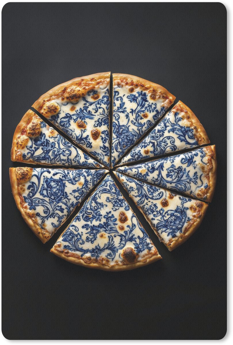 Muismat 18x27 cm - Mousepad Pizza - Eten - Delftsblauw - Muismatten