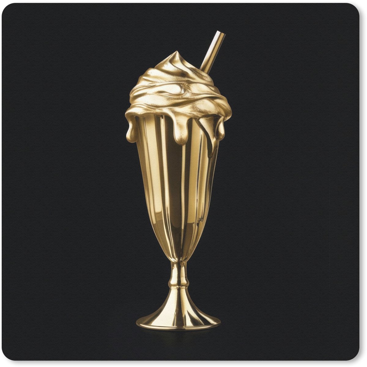Muismat 30x30 cm - Mousepad Milkshake - Goud - Drinken - Zwart - Muismatten