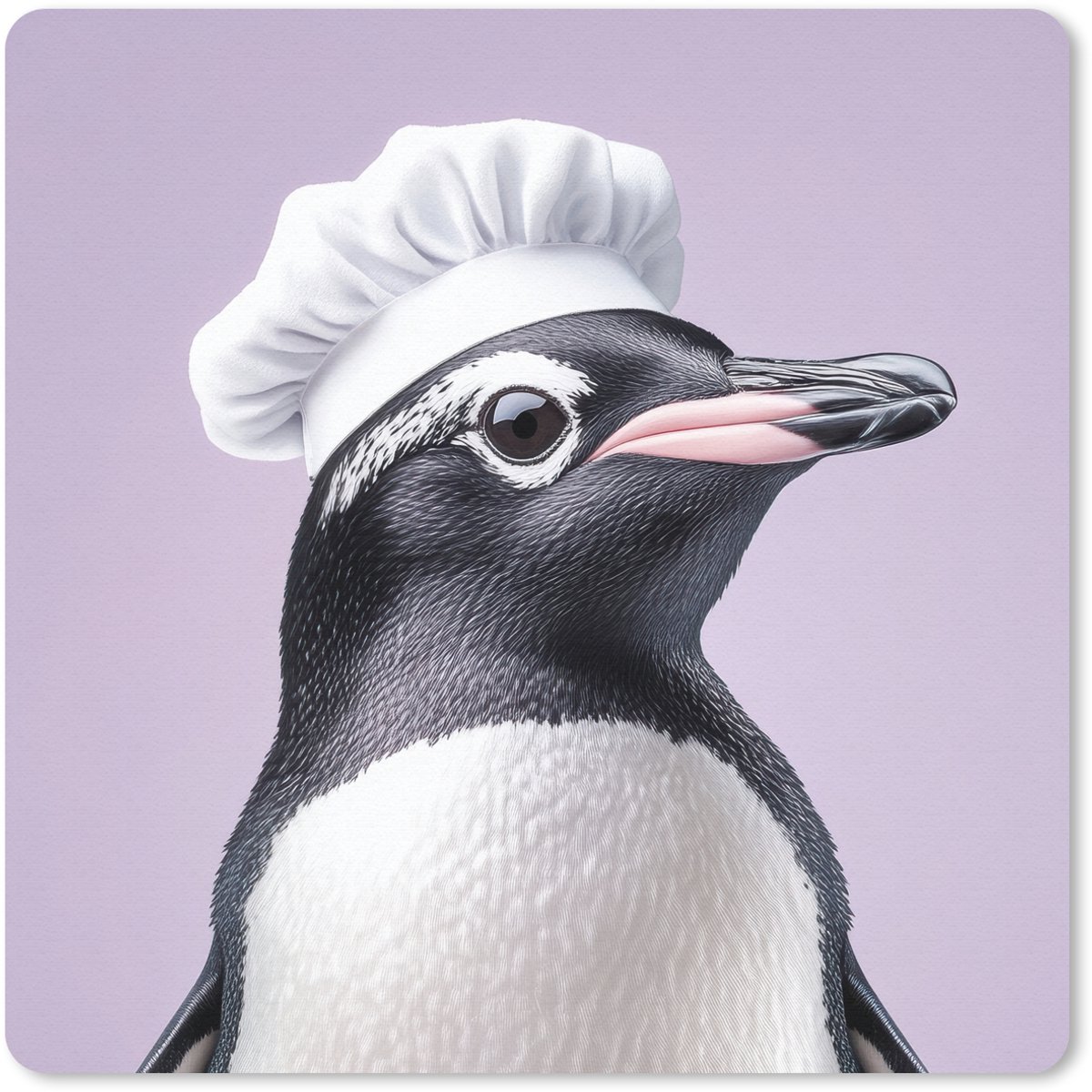 Muismat 30x30 cm - Mousepad Pinguïn - Koksmuts - Lief - Paars - Muismatten
