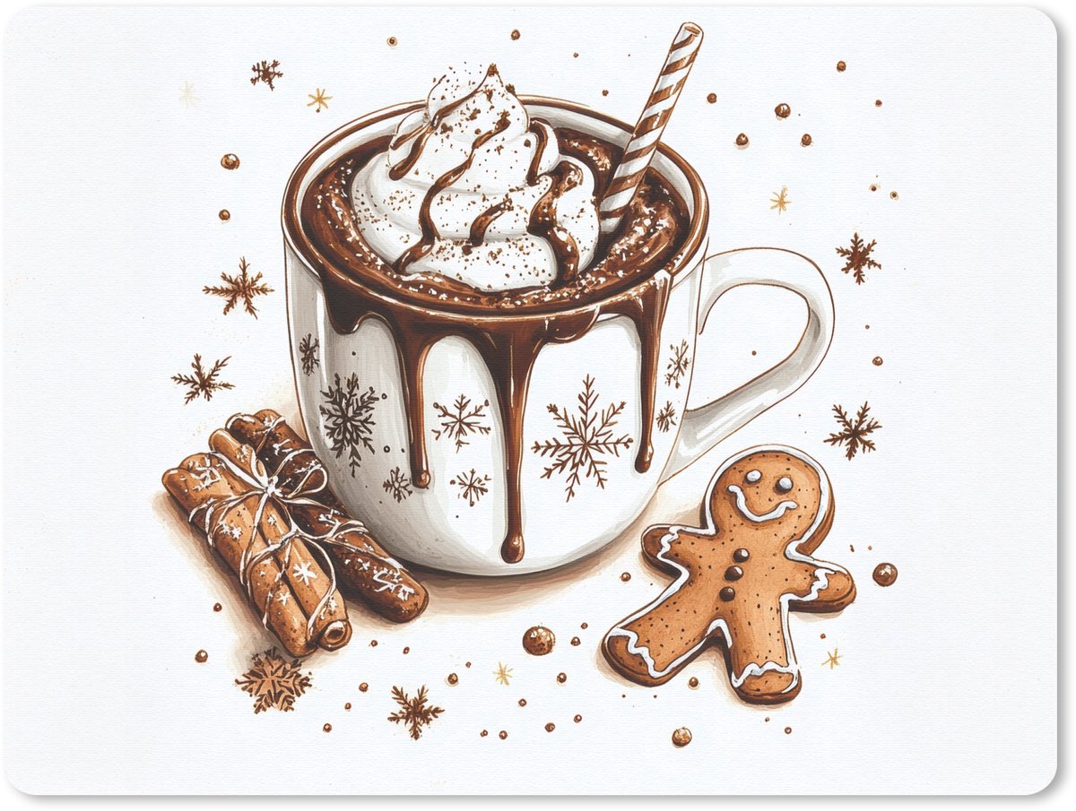 Muismat 23x19 cm - Mousepad Chocomel - Decoratie - Koek - Winter - Kerst - Muismatten