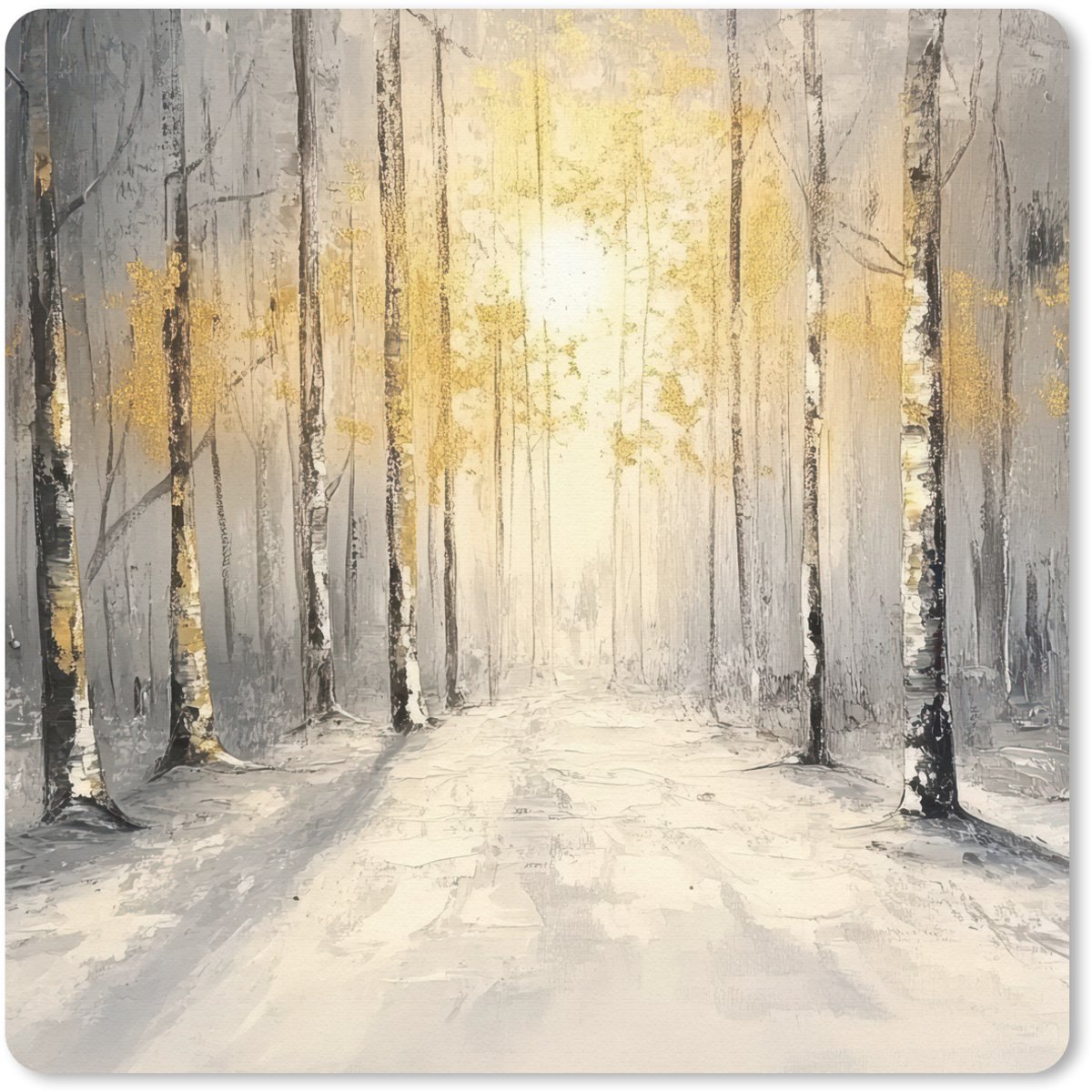 Muismat 30x30 cm - Mousepad Winter - Abstract - Sneeuw - Natuur - Zon - Muismatten