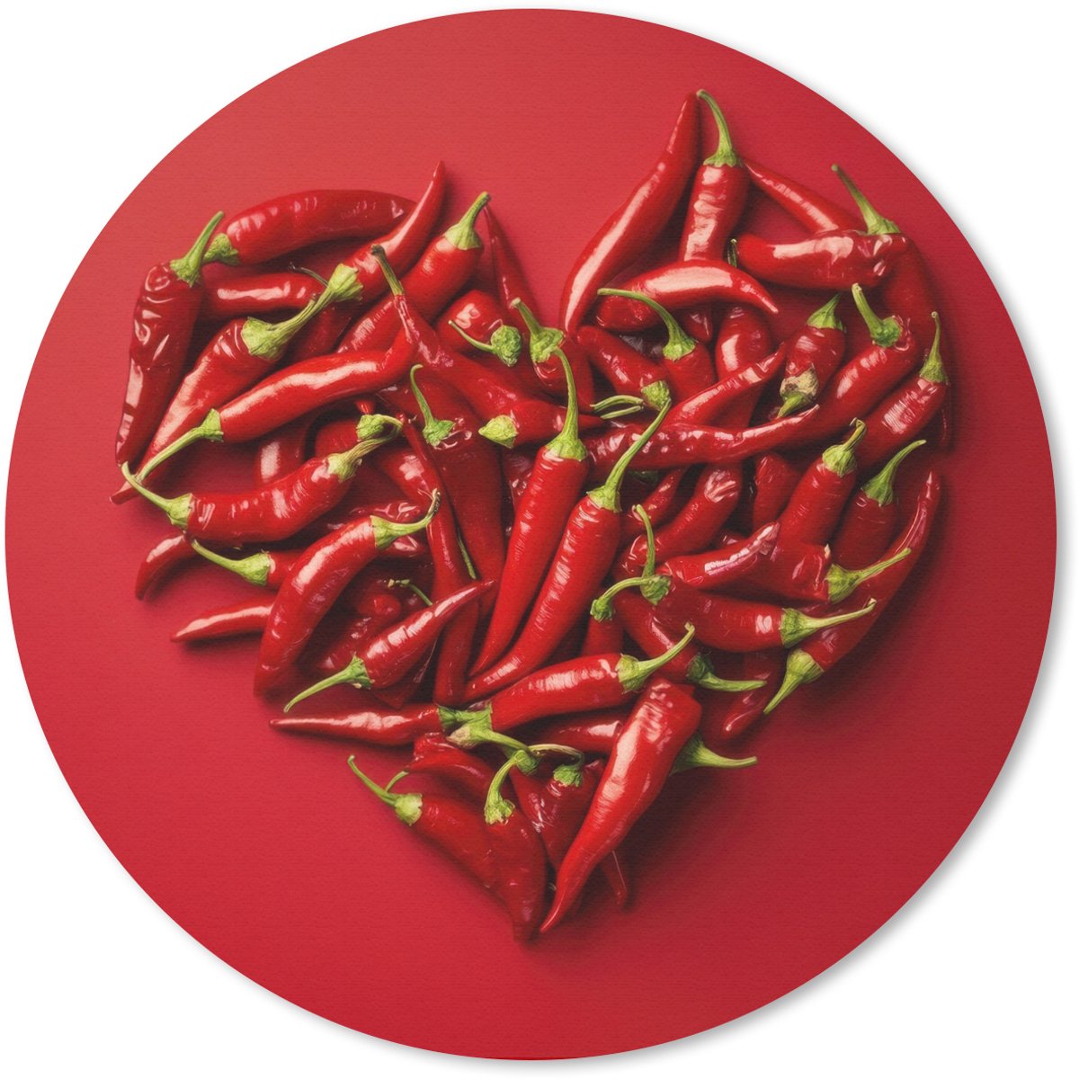 Muismat rond 40x40 cm - Mousepad Pepers - Rood - Hart - Ronde muismatten