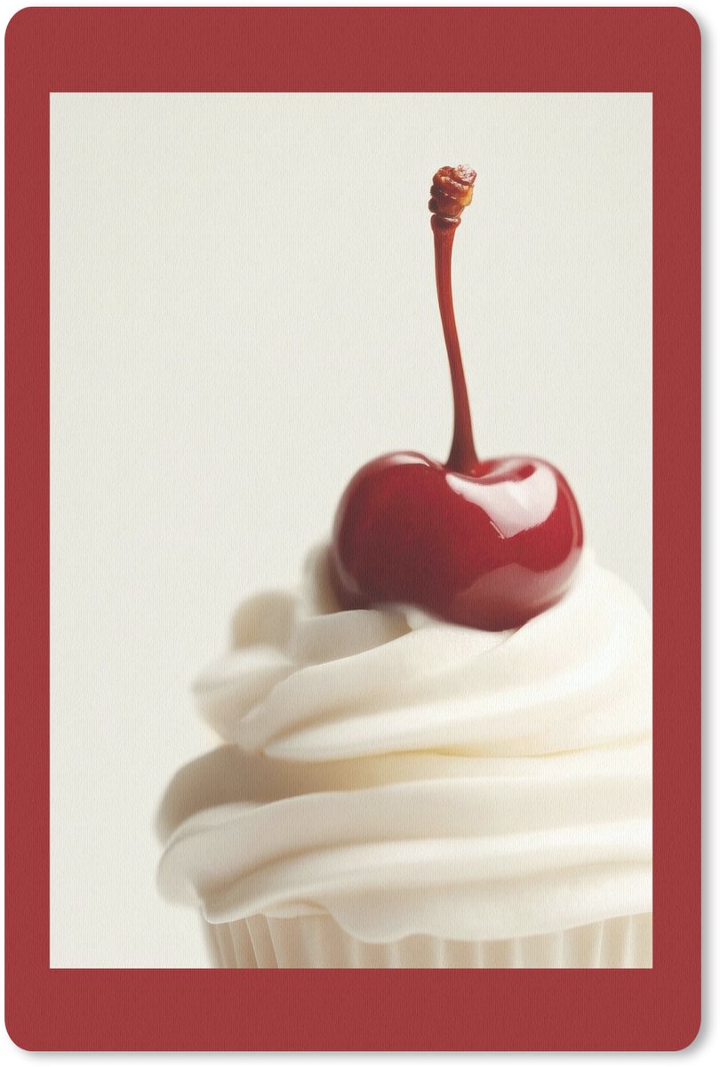 Muismat 18x27 cm - Mousepad Cupcake - Kers - Rood - Muismatten