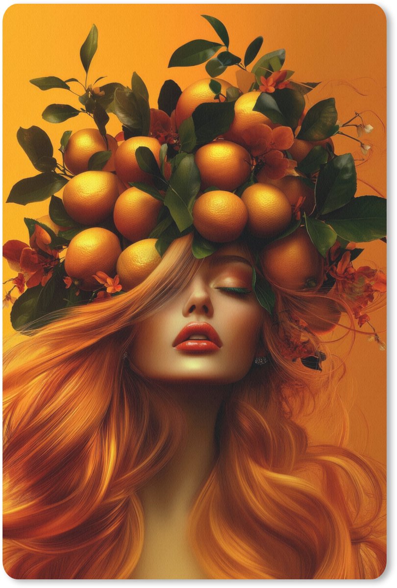 Muismat 18x27 cm - Mousepad Vrouw - Citroenen - Bloesem - Geel - Muismatten