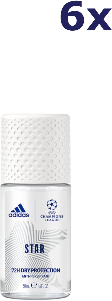 6x Adidas Roll On deodorant For Men Star champions league 50 ml
