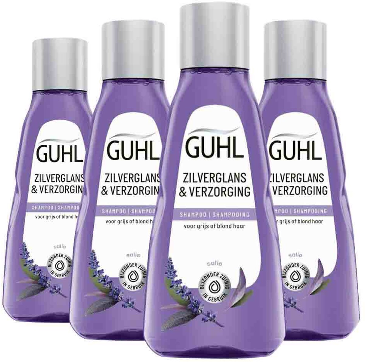 Guhl Zilverglans & Verzorging Shampoo Mini - 4 x 50 ml - Voordeelverpakking