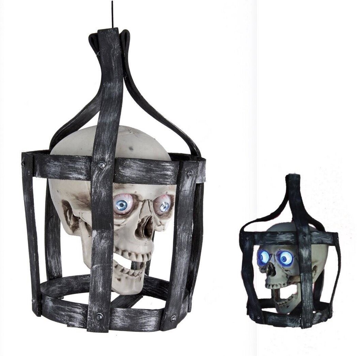 Totally Halloween | Doodskop in Kooi | Geanimeerd met Licht en Geluid | 35 cm