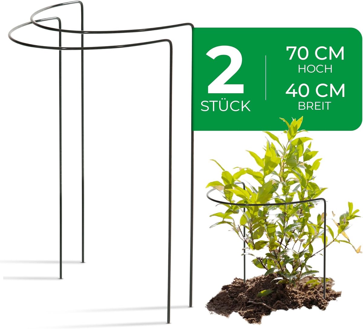 2 struiksteunen metaal halfrond 40 cm Ø70 cm hoog groene vaste plantenhouder bloemenhouder klimplant plantensteun bloemensteun vaste plantensteun klimhulp struikhouder rozensteun