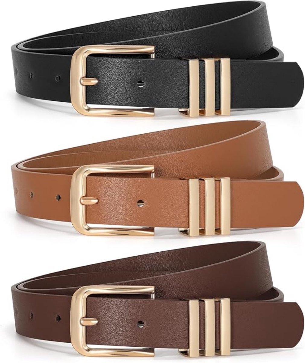 Damesriemen - 3 stuks - Lengte 105 cm Breedte 2,4 cm - Damesriemen - Modieuze en leuke riemen - Geschikt voor damesjeans, broeken, jurken - Dunne riemen - Modieus en veelzijdig - Riemen voor dames