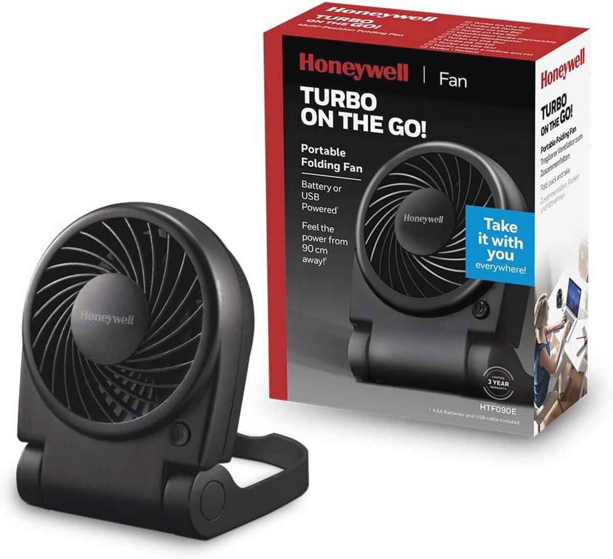 Draagbare opvouwbare ventilator met USB-voeding en kantelfunctie - Klein, Persoonlijk voor Thuis en Onderweg