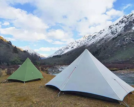 Mier Lanshan 1 Ultralichte Tent - 1 Persoons - Ultralicht - Grijs - 0,98KG - 3-Seizoenen - Inclusief Draagzak - 228x75 Vloermaat Binnen - Camperen - Hengelsport - Vissen - Trektocht - Wandelen - Sport - Waterproof - Makkelijk Mee Te Nemen van Merkloos — afbeelding 4