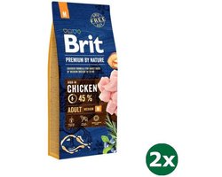 2x15 kg Brit premium by nature adult medium breed hondenvoer