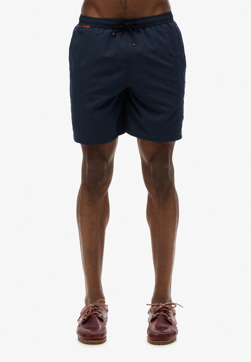 Superdry Premium zwemshort met borduursel 43 cm Heren Zwembroeken Marineblauw