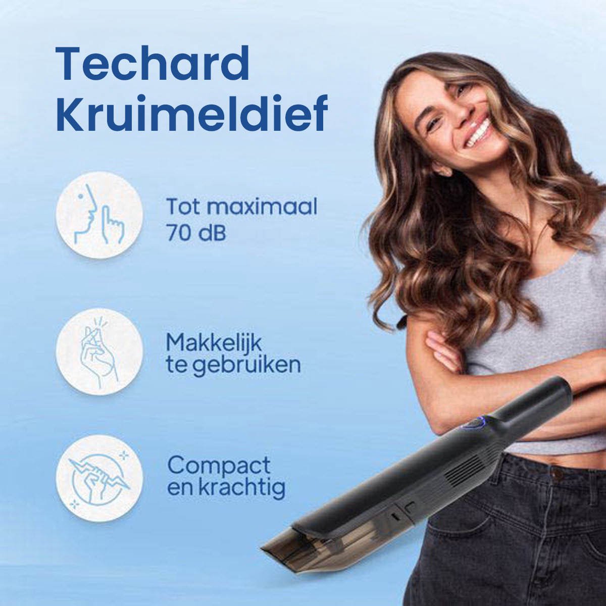 Techard Kruimeldief Draadloos Handstofzuiger Zwart met Hepa - afbeelding 2
