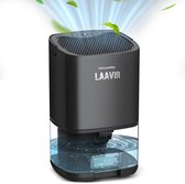 Déshumidificateur Laavir® – Purificateur d'air et déshumidificateur 2 en 1 – Ultra silencieux – 350 ml/jour – Réservoir d'eau de 1000 ml – Siècle des Lumières LED – Pour chambre, salle de bain, sous-sol – Zwart