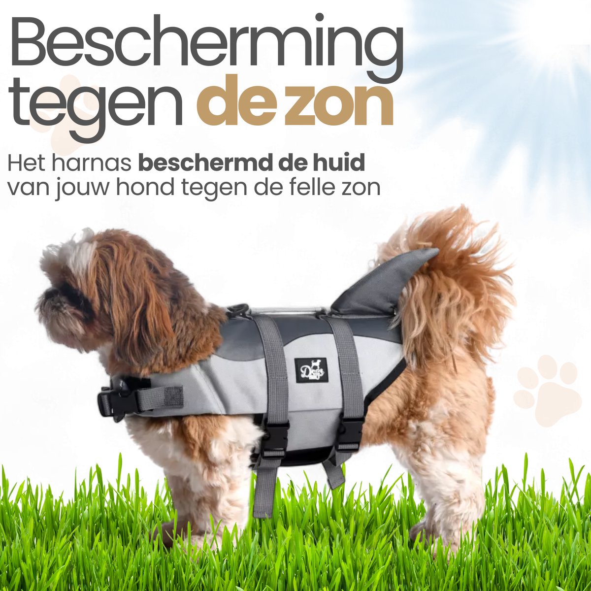 Dogs&Co® Zwemvest voor honden HAAI Ruglengte 33cm Borstomvang 54 - 64cm - reddingsvest - zwemondersteuning voor honden — afbeelding 4
