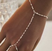 Syhood 6 stuks ringkettingarmbanden, vingergebonden armband, met ring, verstelbare kettingarmbanden voor vrouwen en meisjes
