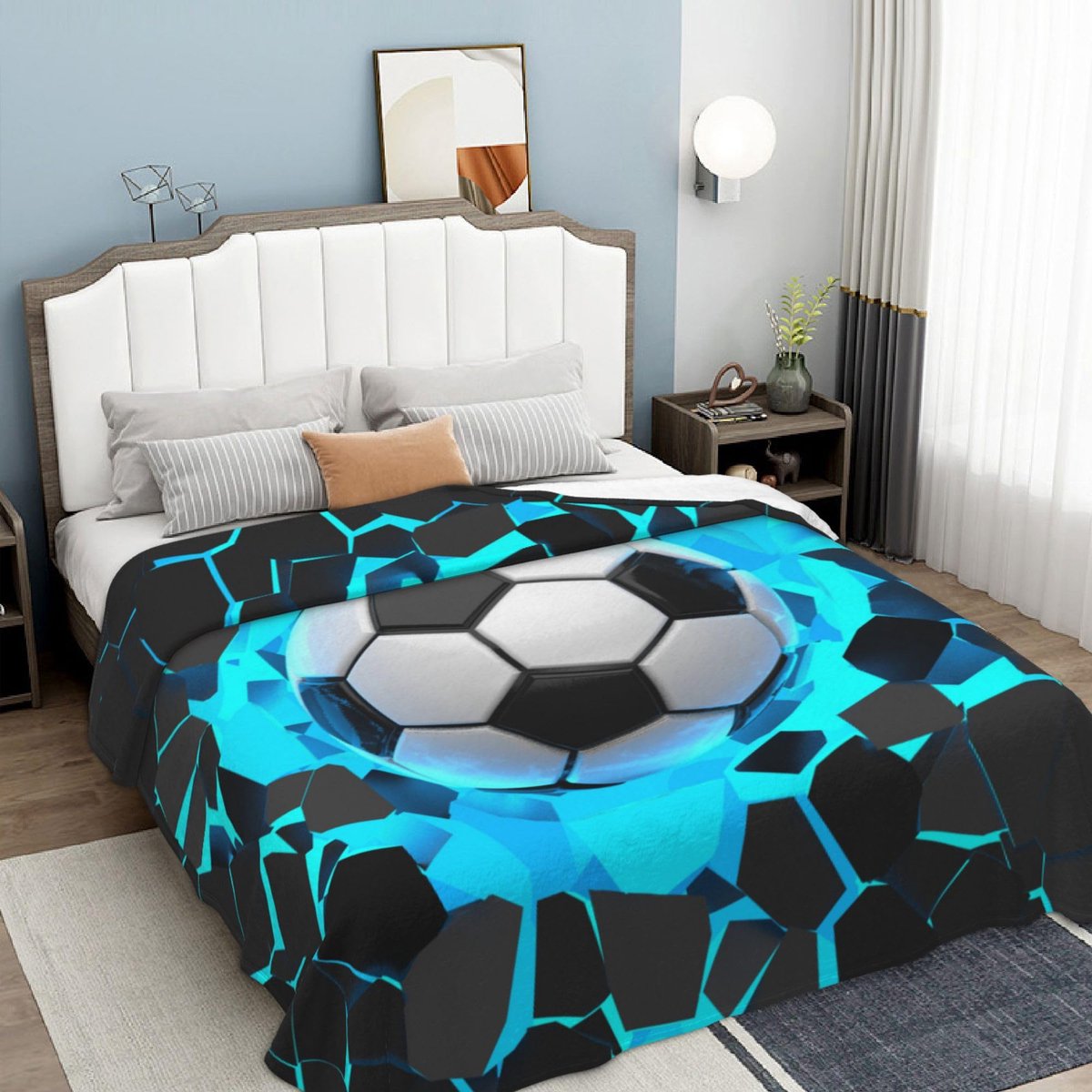 Ibenzoa Zachte en Warme Kinderdeken met Voetbalthema voor Jongens en Tieners 150x200cm