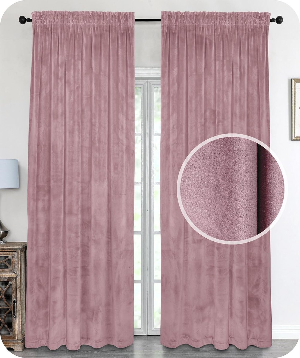 Unyqoos Luxueus Fluwelen Verduisteringsgordijn met Plooiband in Roze voor Privacy en Stijl