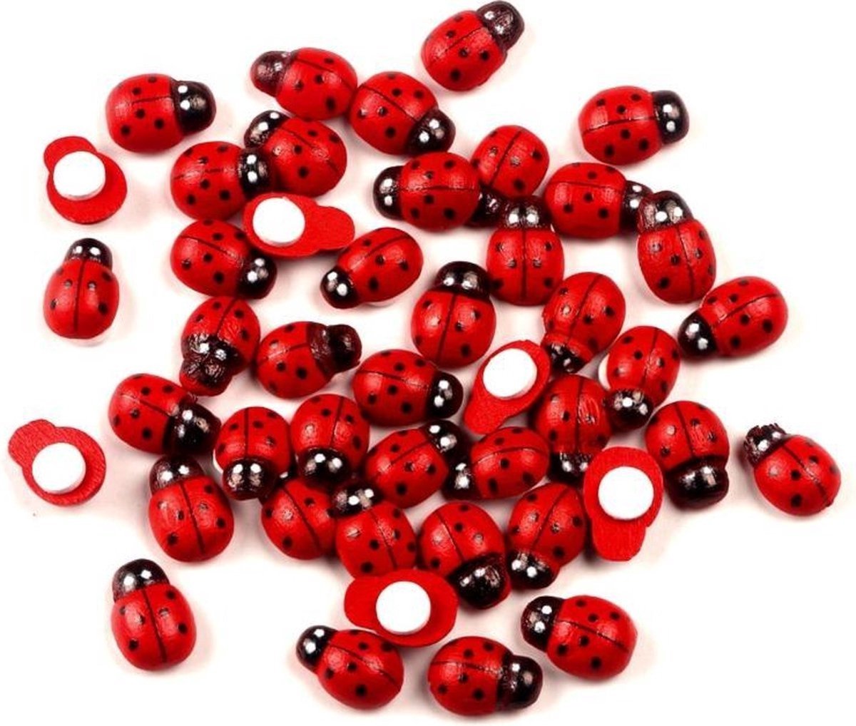New Age Devi - Lieveheersbeestje stickers van hout - 20 stuks van 1cm - perfect voor decoratie!