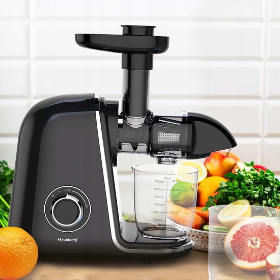Klausberg Slow Juicer KB-7866 - 150W - Cold Press - Stille Juicer - Groenten en Fruitpers - Met Pulpreservoir - Zwart met Zilveren Accenten van Klausberg — afbeelding 5