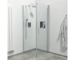 FugaFlow Efficiente Vetro Douchecabine - 1 draaideur - Zijwand - 90x90x200cm - 6mm veiligheidsglas - anti kalk - chroom