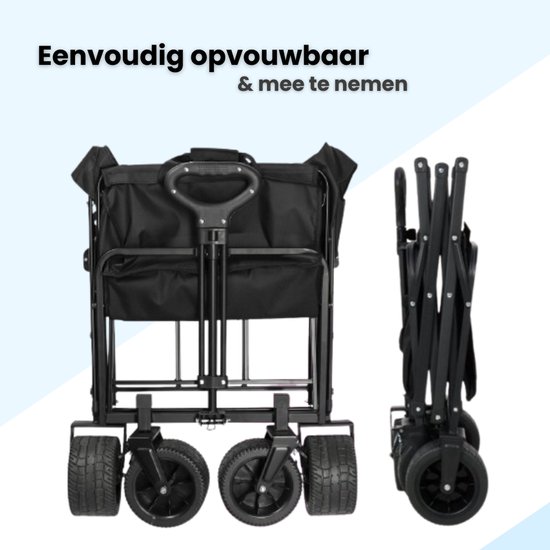 Tobey's XL Bolderkar - Opvouwbaar & Rem - 89 x 59 - 160 KG Draagkracht - Bolderwagen - Zwart van Tobey's — afbeelding 3