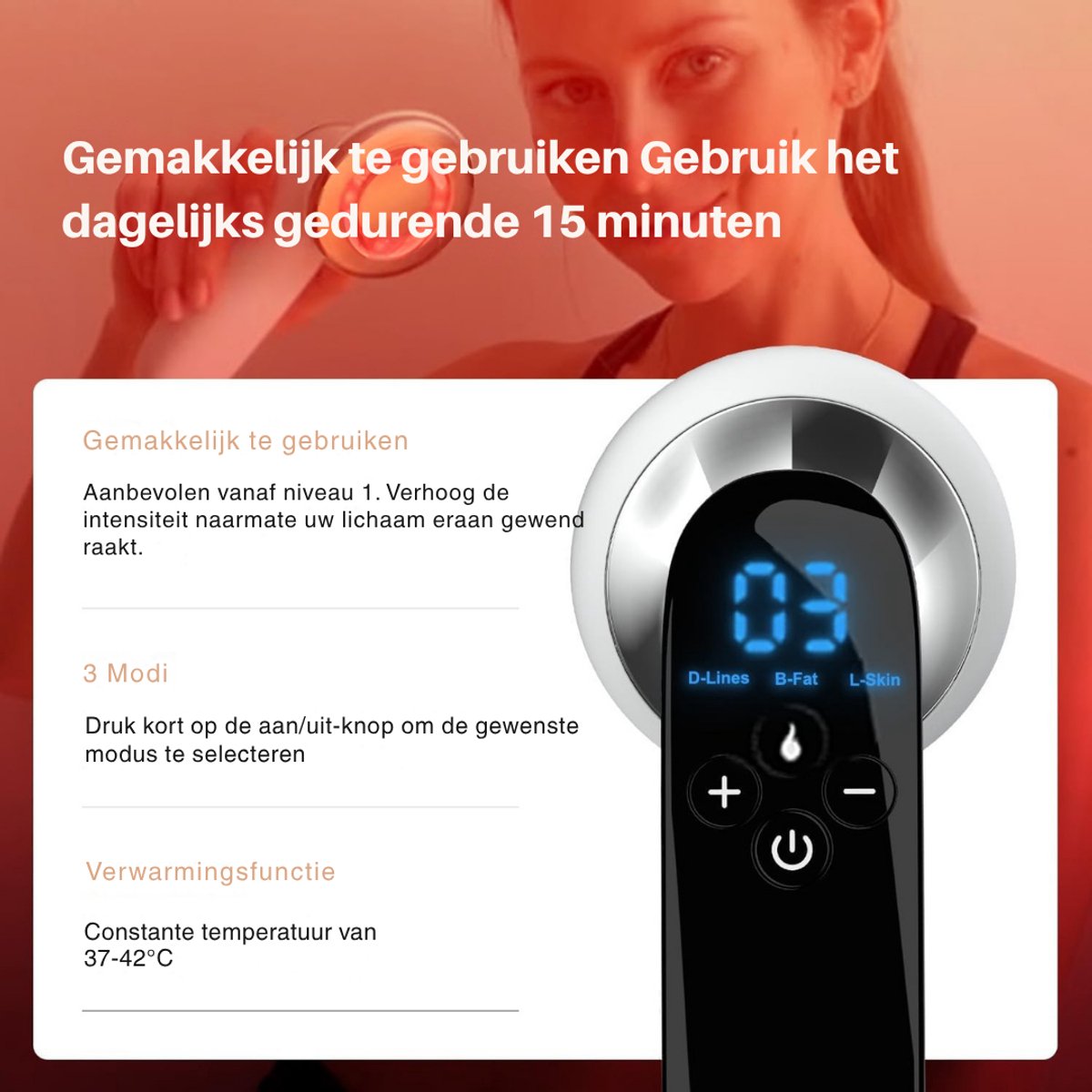 BeltAvenue Anti Cellulite Massage Apparaat met Rood - afbeelding 3