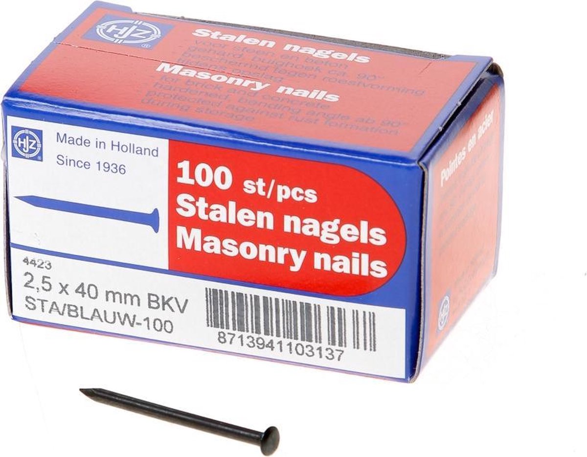 Hjz Stalen nagel bombe kop 40 x 2.5mm