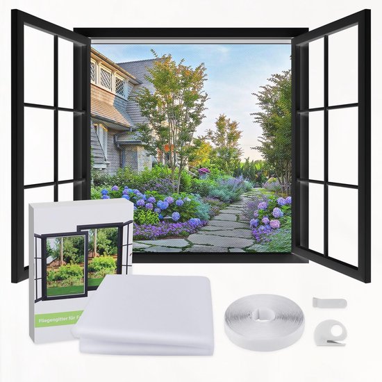 Juskys Vliegengaas met aluminium frame, 100 x 120 cm