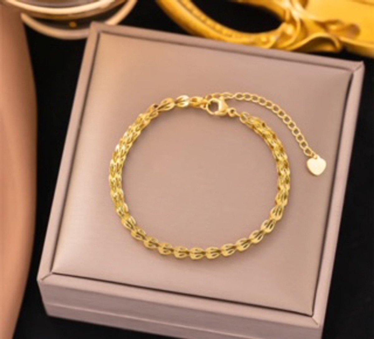 JP Family Jewelry - Luxe Armband - Dubbel Verguld RVS, Lengte 16-21 cm