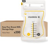 Medela® Moedermelk Bewaarzakjes - 200 stuks - Lekvrije Borstvoeding Zakjes met Dubbele Zipsluiting en Schenktuit - BPA-vrij en Recyclebaar
