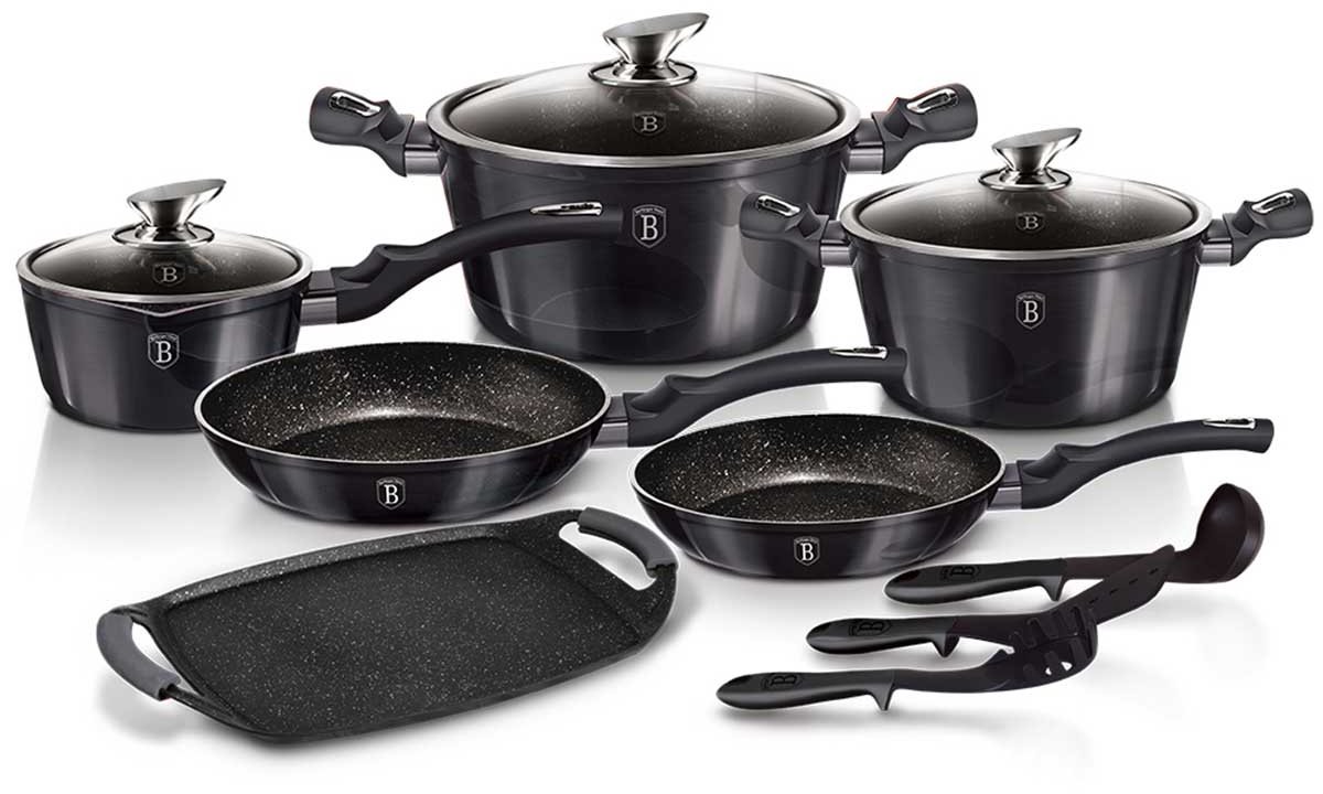 Berlinger Haus Carbon Pro Serie - Pannenset - Soft Touch - Granieten Coating - Grafiet