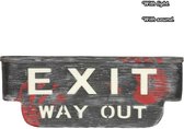 Halloween Wanddecoratie Exit Bord met Licht en Geluid 48cm