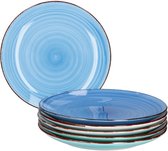 Set van 6 platte dinerborden blauw 26,5cm