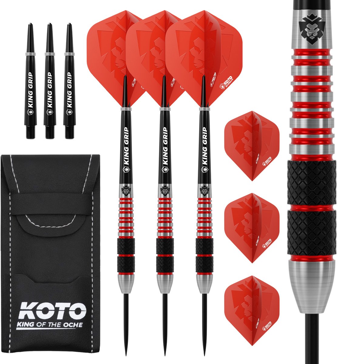 KOTO - Kingbomb Black & Red Darts 23G - Rood - Stevige Ringgrip