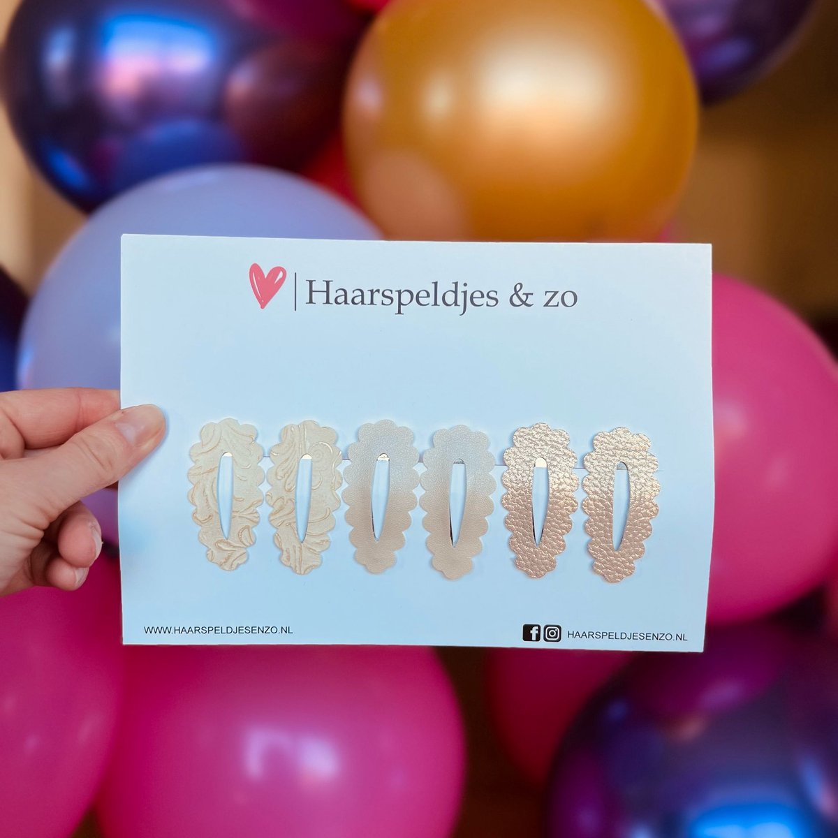 Haarspeldje Noor - golvend - open - setje - wit - beige - crème - 4 cm speldjes