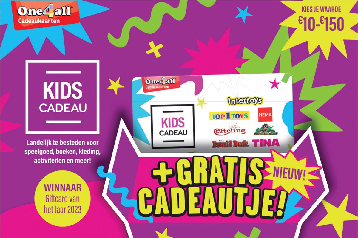 KidsCadeau Surprise met gratis cadeau - Cadeaubon - 150 euro + cadeau-envelop