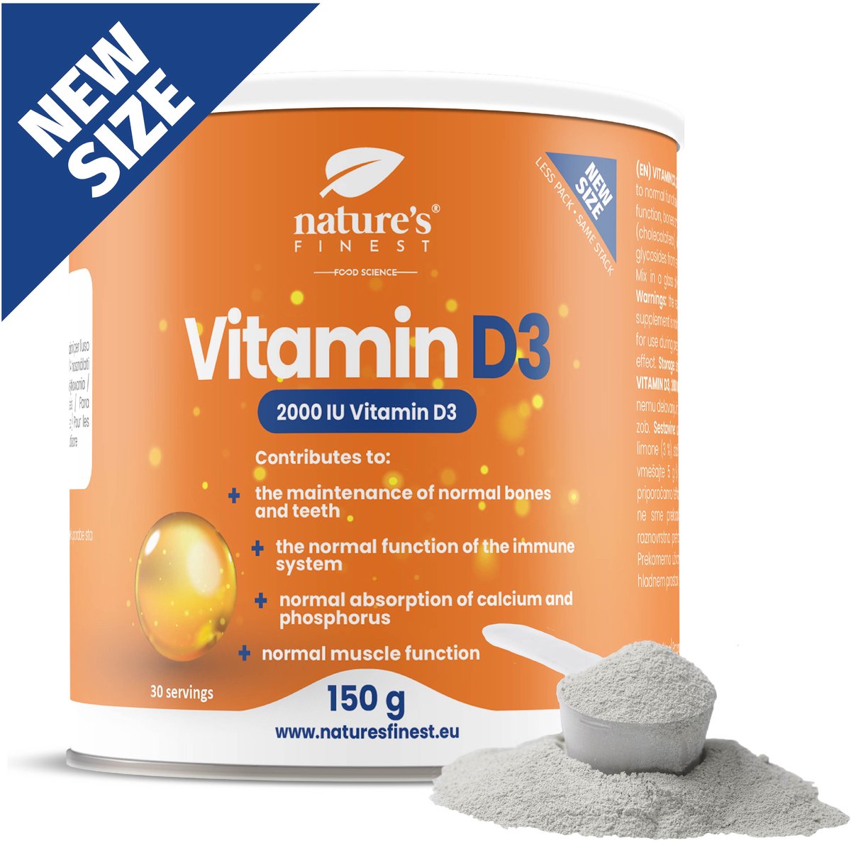 Goedkoopste Nature's Finest Vitamine D3 Poeder 150 g – 2000 IE per Dosering, Voor Immuunsysteem, Spierfunctie, Botgezondheid, Calciumopname, Weerstand, Celvernieuwing – Zonder Suiker, Vegan