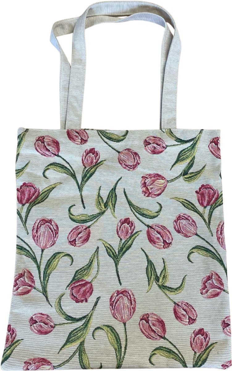Luxe Boodschappentas van Gobelinstof – Tulpenprint (48 x 40 cm)