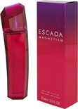 Escada Magnetism Eau de Parfum 75 ml fles en doos met roze-paarse gradiënt.