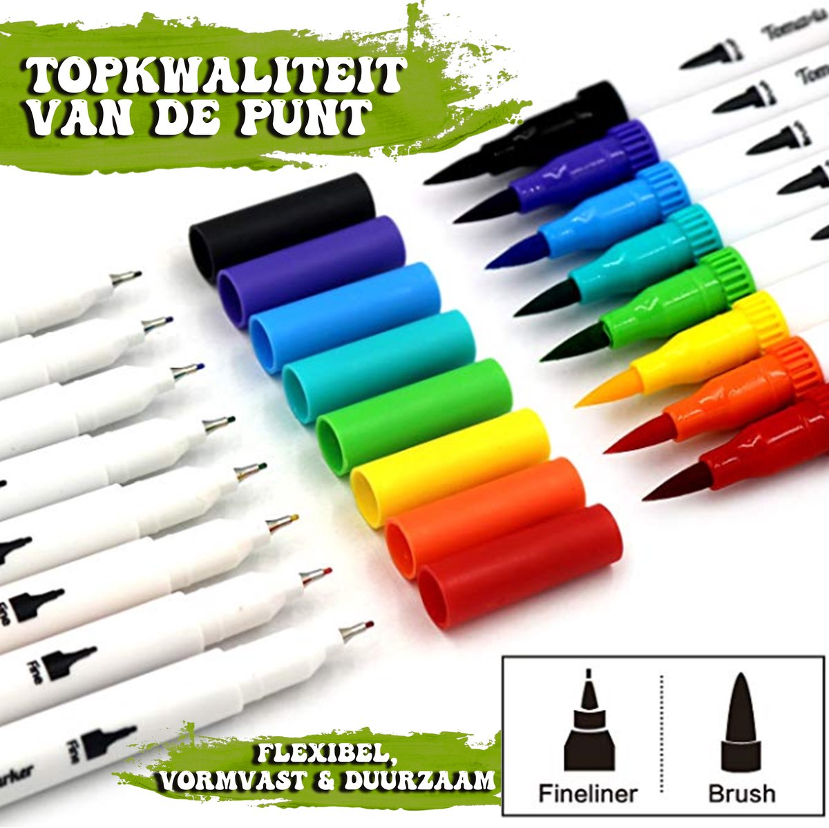 Joyage Twinmarkers Dual-tip markers – 36 stuks - Brush pennen & Fine liners - Fineliners kleur en Brushpennen set – Fineliner set – Twin markers – Stiften voor volwassenen twinmarker stiften kinderen – Penseelstiften Bullet journal pennen accesoires — afbeelding 3